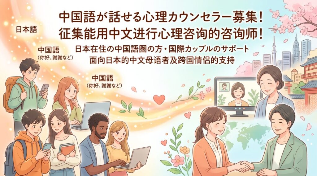 【中国語対応】心理カウンセラー募集